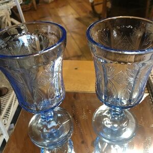 Elegant Blue Goblet Set of 2 recollections federal Indian glass